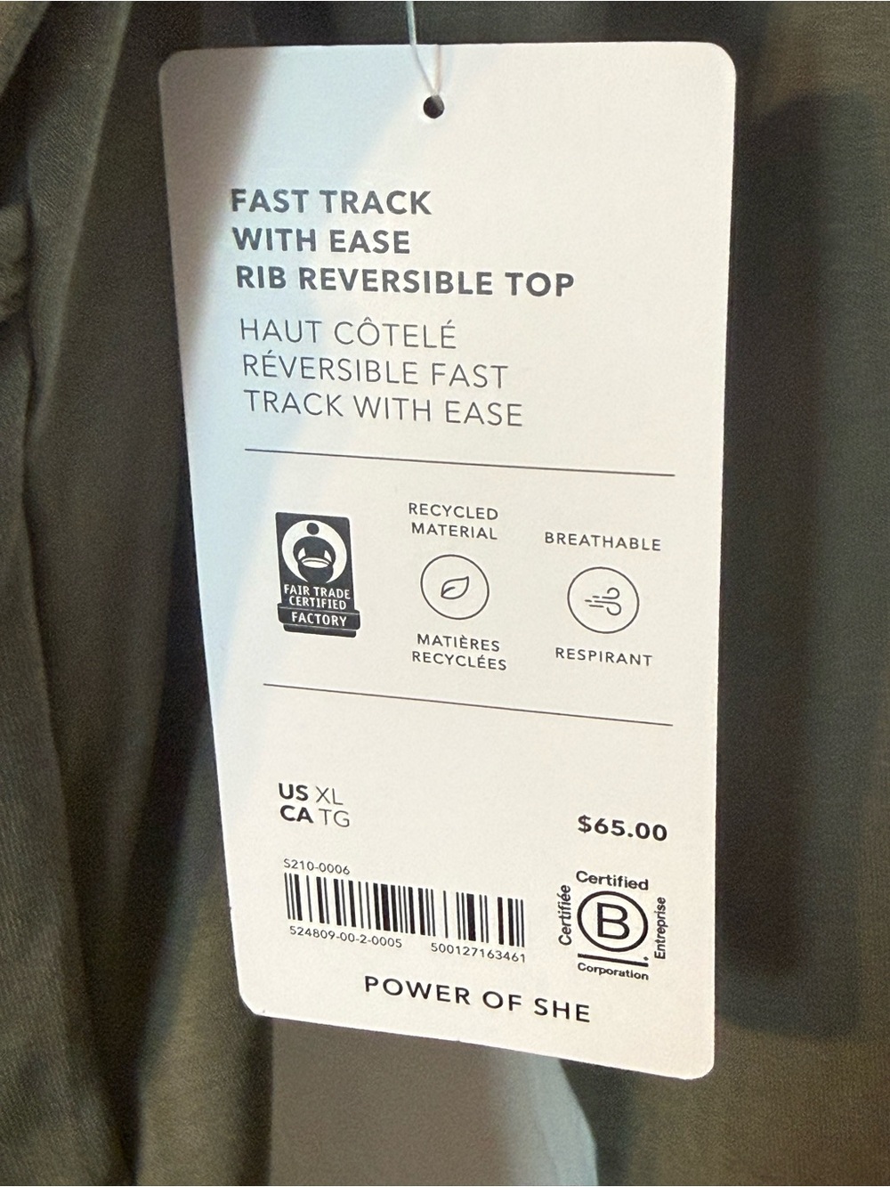 Athleta Olive Green Draped Wrap Long-Sleeve Top - Picture 4 of 4